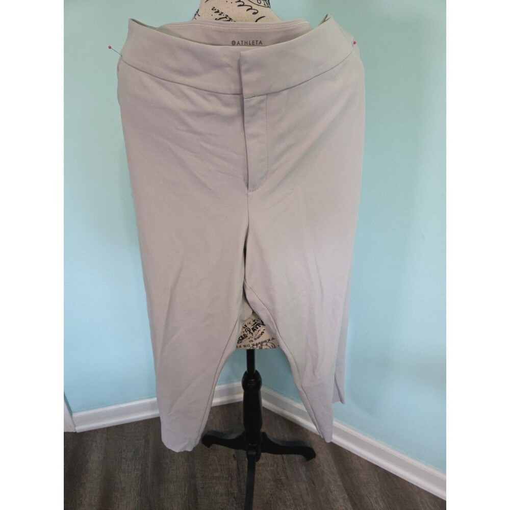 Athleta Cream Stellar Straight Crop Pant Casual Summer Boating 18 plus size